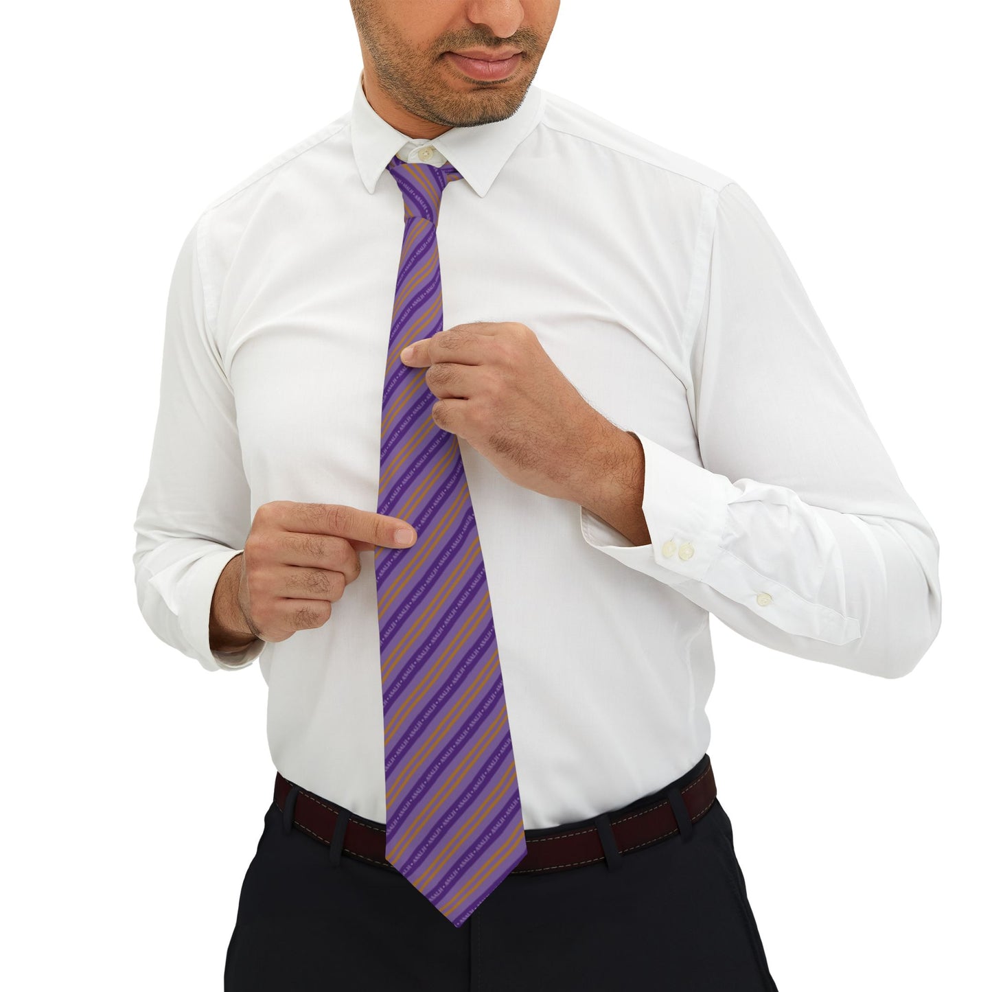 ASALH Purple & Gold Striped Necktie